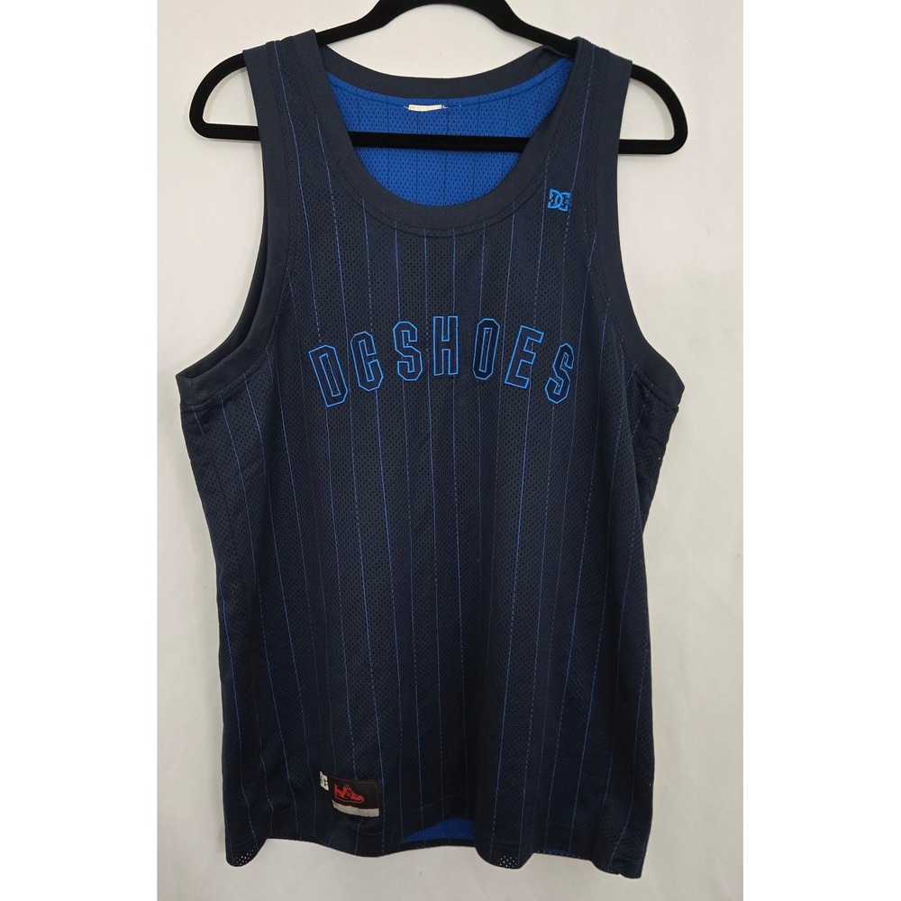 VINTAGE DC SHOES‎ Reversible Jersey M Mesh Blue Pinstripe Skate Streetwear 07